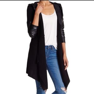 Blank NYC hooded cardigan jacket with faux leather details
